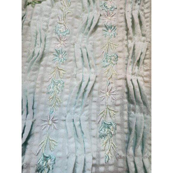 Miss Elaine Women's Nightgown Dress Sleepwear Size M White Green Floral Embroide - Picture 7 of 14